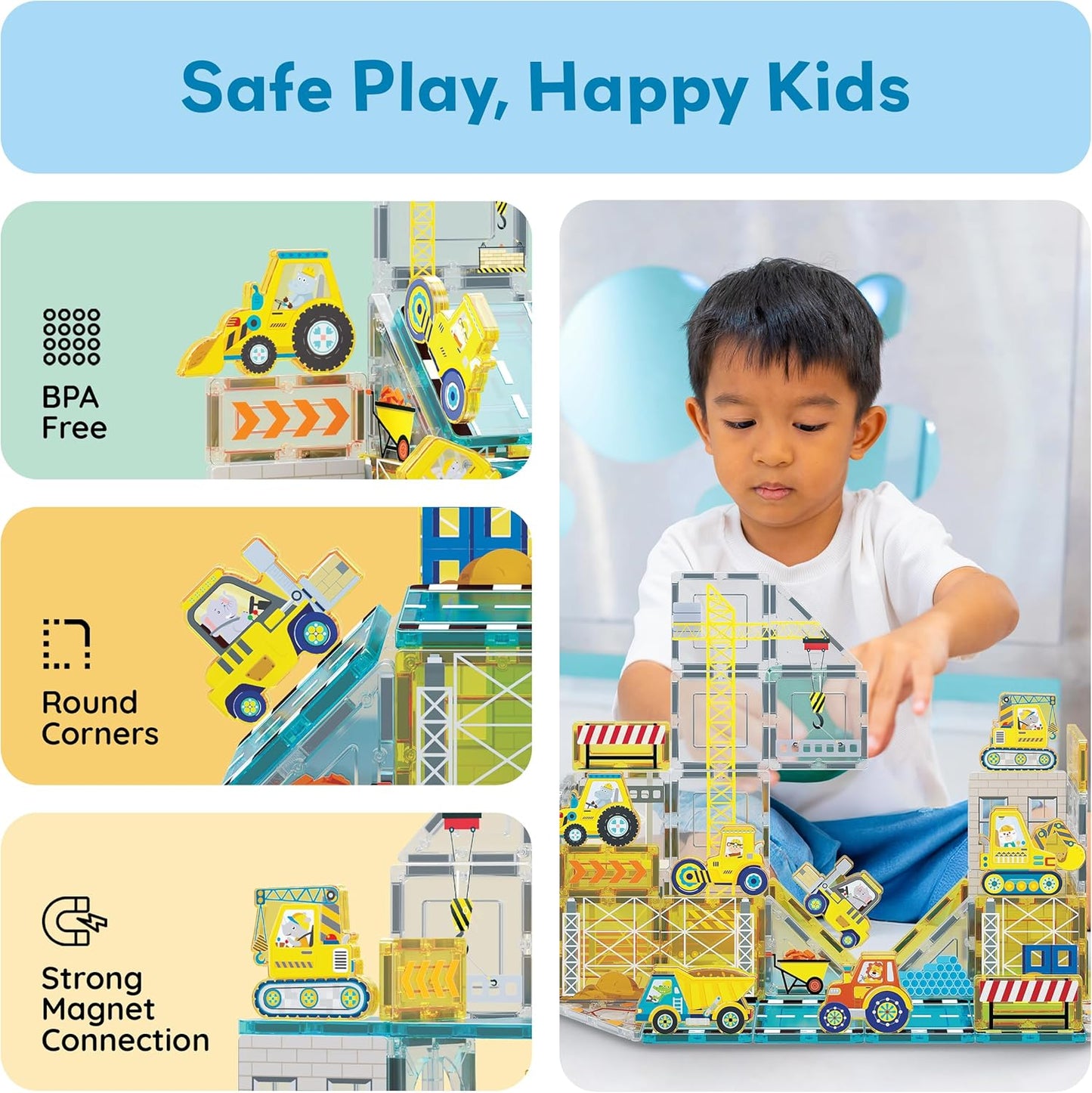 PicassoTiles Magnet Tiles Magnetic Building Blocks Aquarium Marine Animal Theme Set with 8 Character Action Figures Shark Crab Turtle STEM Toys Construction Preschool Toddlers Kids Boys Girls 3+ PTQ15