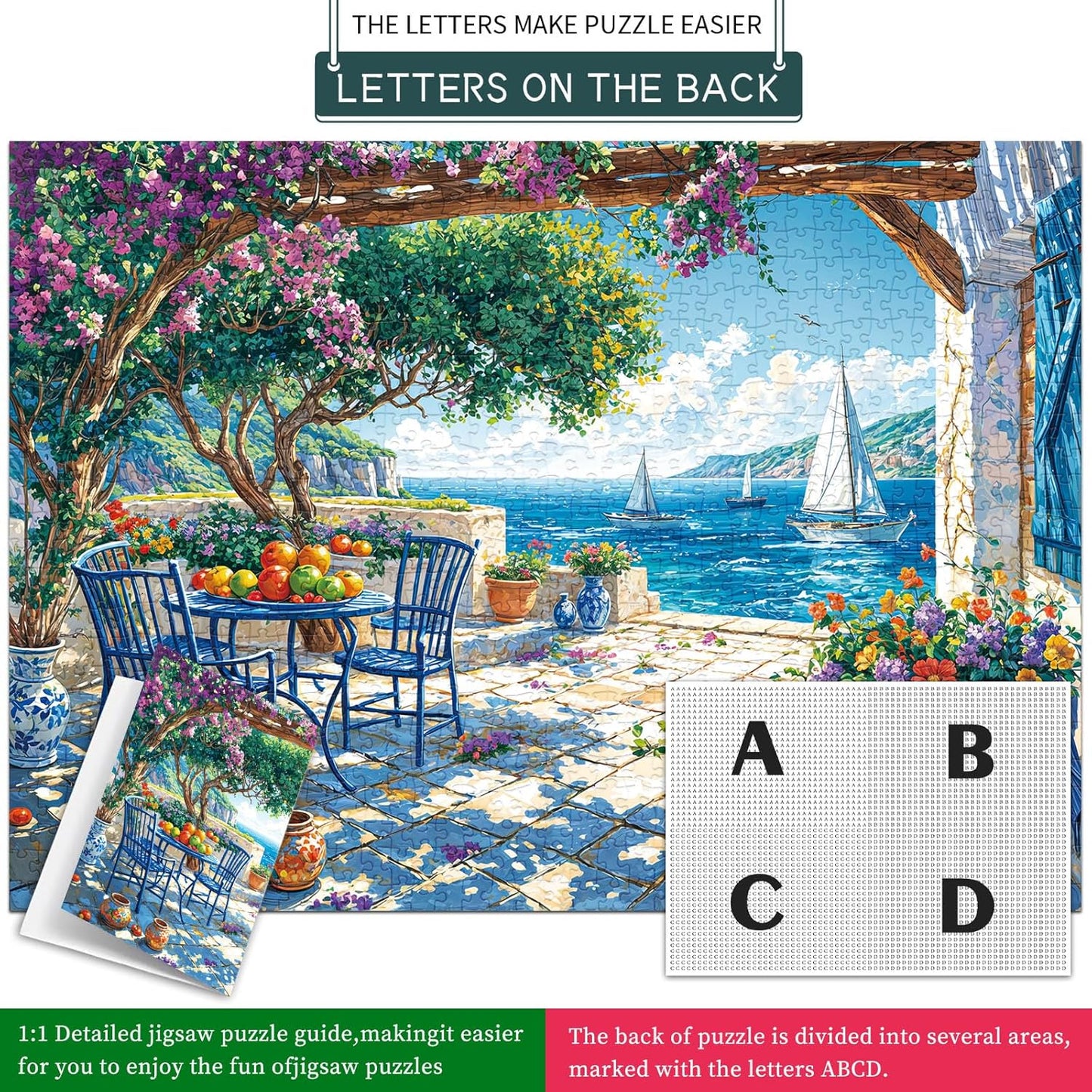 Puzzles for Adults 1000 Pieces,Seaview Campground Jigsaw Puzzle with 1:1 HD Poster, Perfect Interlocking No Dust, Stress Relief Ideal Gift for Family Games