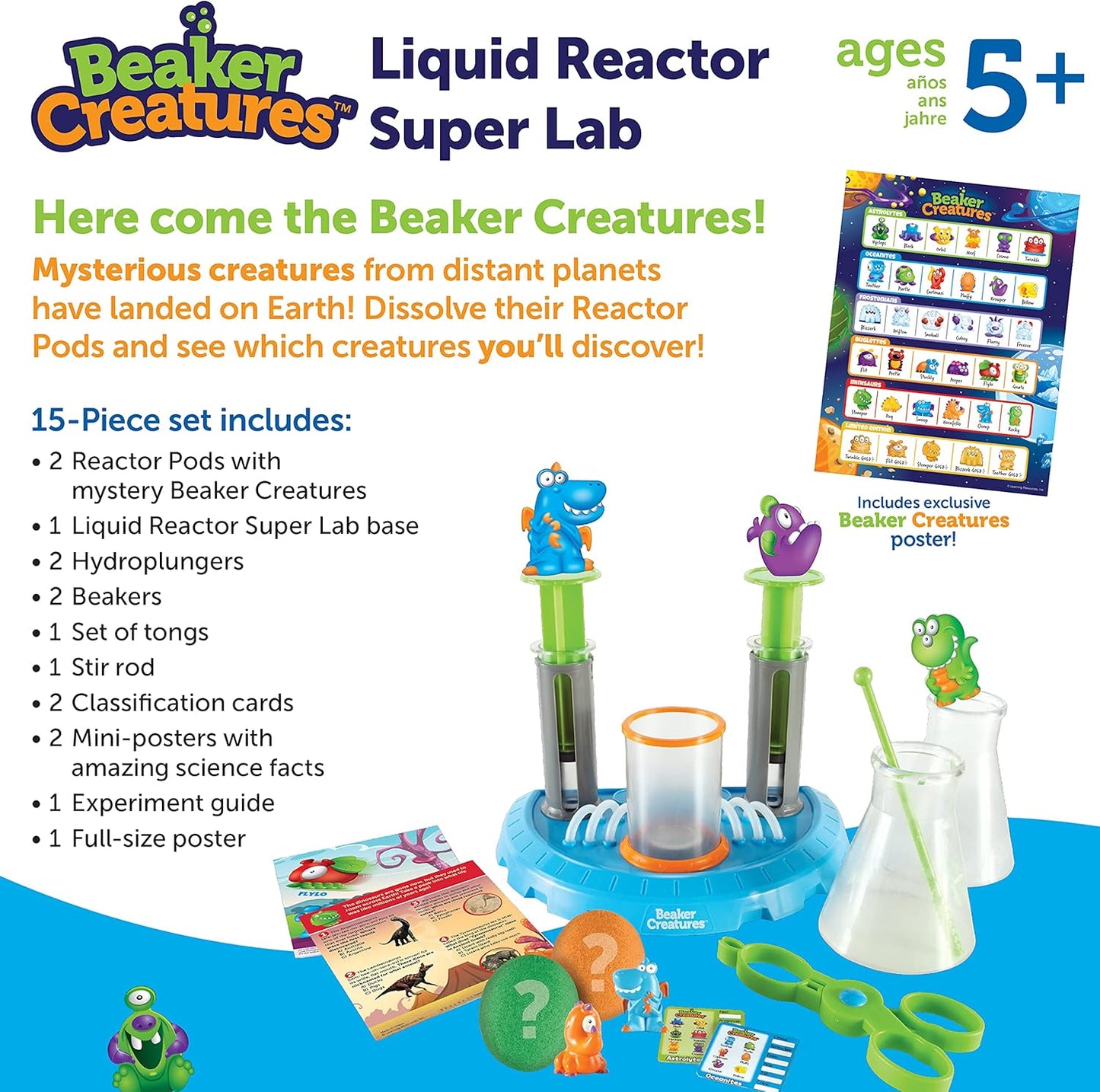 Learning Resources Beaker Creatures Liquid Reactor Super Lab - STEM Toys, Science Classroom Must Haves Activities , Physics and Chemistry Set, Homeschool Supplies, Birthday Gift for Boys and Girls