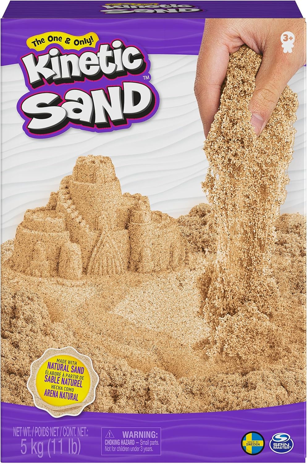 Kinetic Sand, 11lb (5kg) Natural Brown Play Sand, Mega Box for Arts and Crafts, Sandbox (Packaging May Vary), Moldable Sensory Toys for Ages 3 and up, Pack of 2