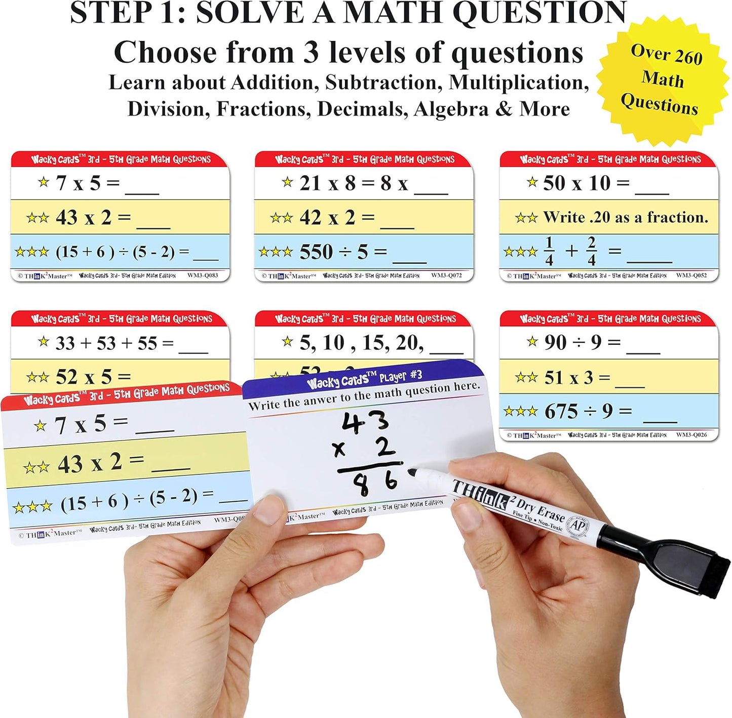 Think2Master Wacky Cards Practicing Math Including Addition, Subtraction & Multiplication.