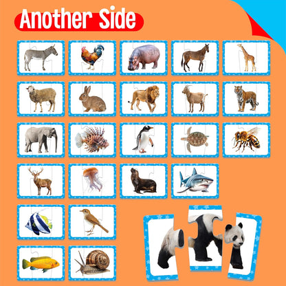72 Word Spelling Puzzles with Error-Correction Mechanism in 3 Pieces, Perfect for Preschool Learning (36 Block Double Sided)