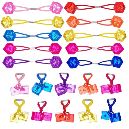 20pc Ponytailers Balls Elastics 18mm Round Opaque Multicolored Twin Beads Bauble Holders Toddler Kids Braiding Styling