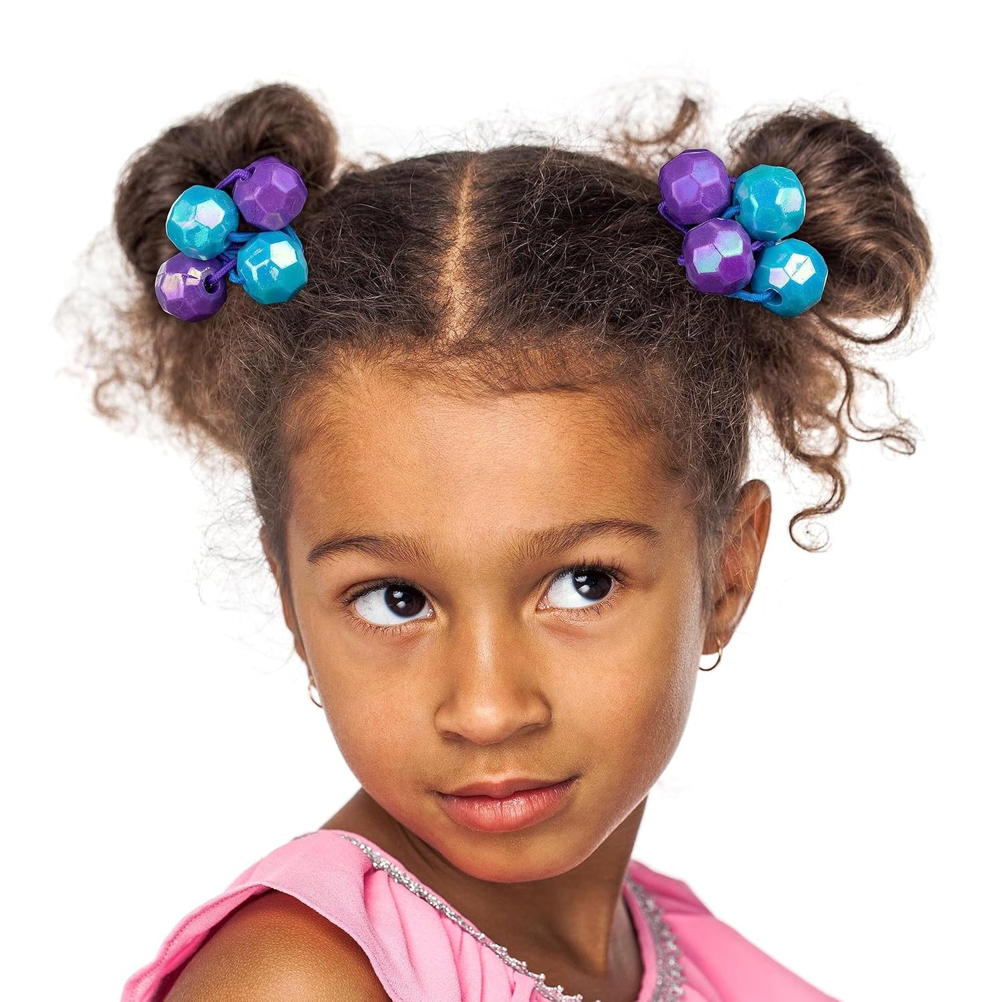 20pc Ponytailers Balls Elastics 18mm Round Opaque Multicolored Twin Beads Bauble Holders Toddler Kids Braiding Styling
