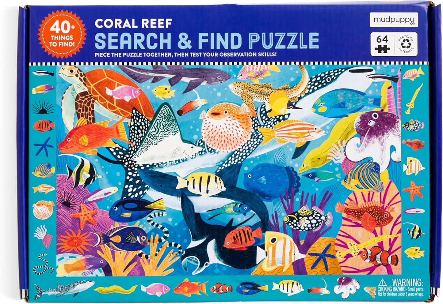 Mudpuppy Arctic Life Search & Find Puzzle, 64 Pieces, 23”x15.5” – For Kids Age 4-7 - Colorful Illustrations of Animals, Fish, Birds Living in the Arctic – Complete Puzzle to Find 40+ Hidden Images