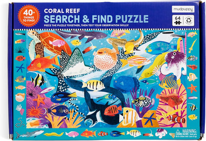 Mudpuppy Arctic Life Search & Find Puzzle, 64 Pieces, 23”x15.5” – For Kids Age 4-7 - Colorful Illustrations of Animals, Fish, Birds Living in the Arctic – Complete Puzzle to Find 40+ Hidden Images