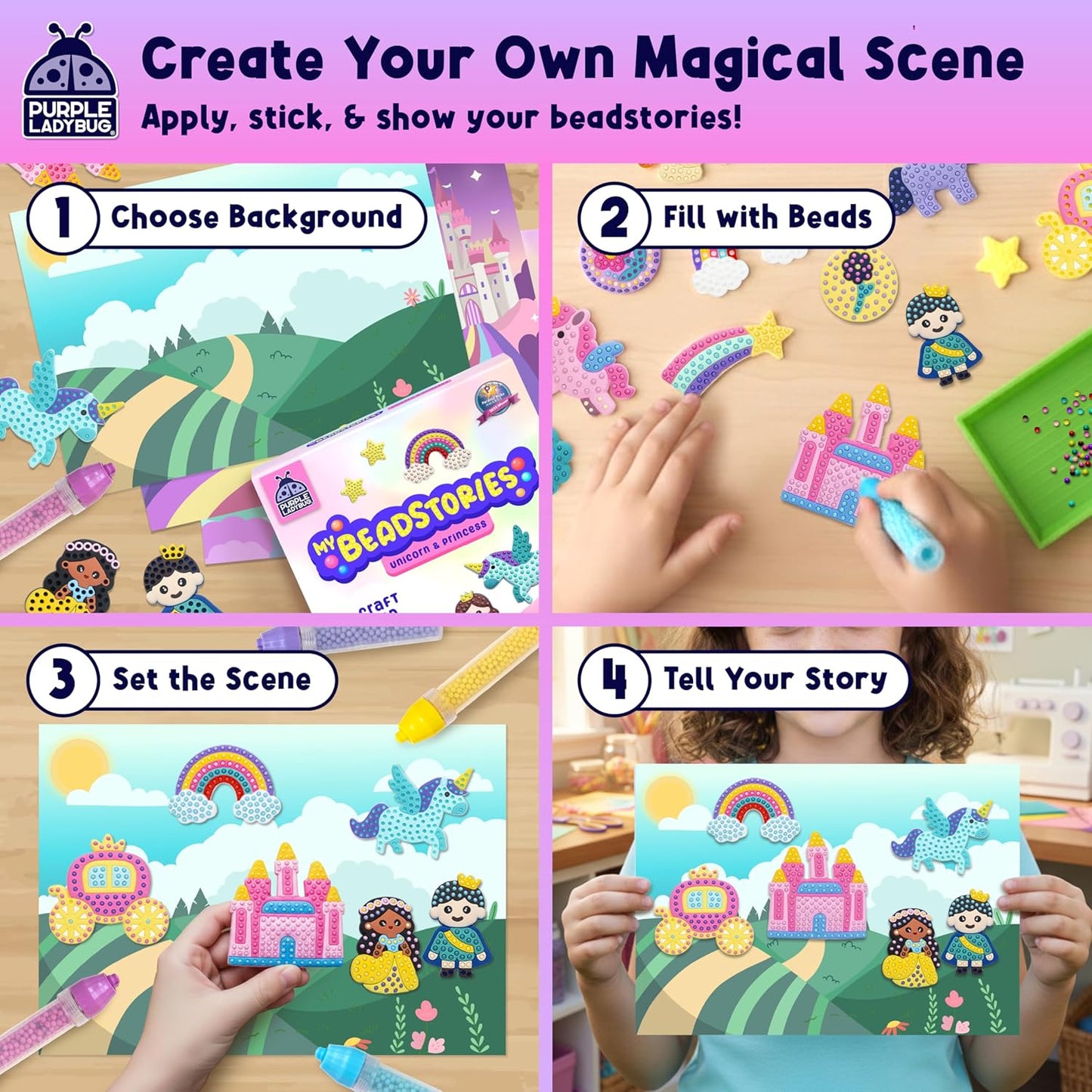 Magical Bead Painting – Birthday Gifts for Girl and Boy Ages 6-8 Years Old, Bead Art & Craft Set, Beads Pen & Painting Activities, Creative Arts & Crafts Ocean Theme Kit with Fun Designs