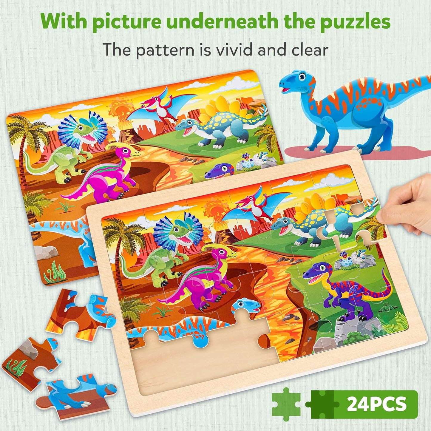 SYNARRY Large Unicorn Princess Fairy Wooden Puzzles for Girls Gift Box(12.2 * 9.4 in), 24 Pcs Puzzles for Kids Ages 4-6, Wood Puzzles for Kids Ages 3-5, Easter Basket Stuffers Gifts for Kids