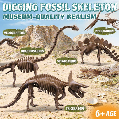 7-Pack Big Dinosaur Fossil Skeleton Building Kit | Take Apart & Rebuild Dinosaur Bones Models | STEM Science Archaeology Toy Gift for Kids 6+ | T-Rex, Triceratops, Velociraptor