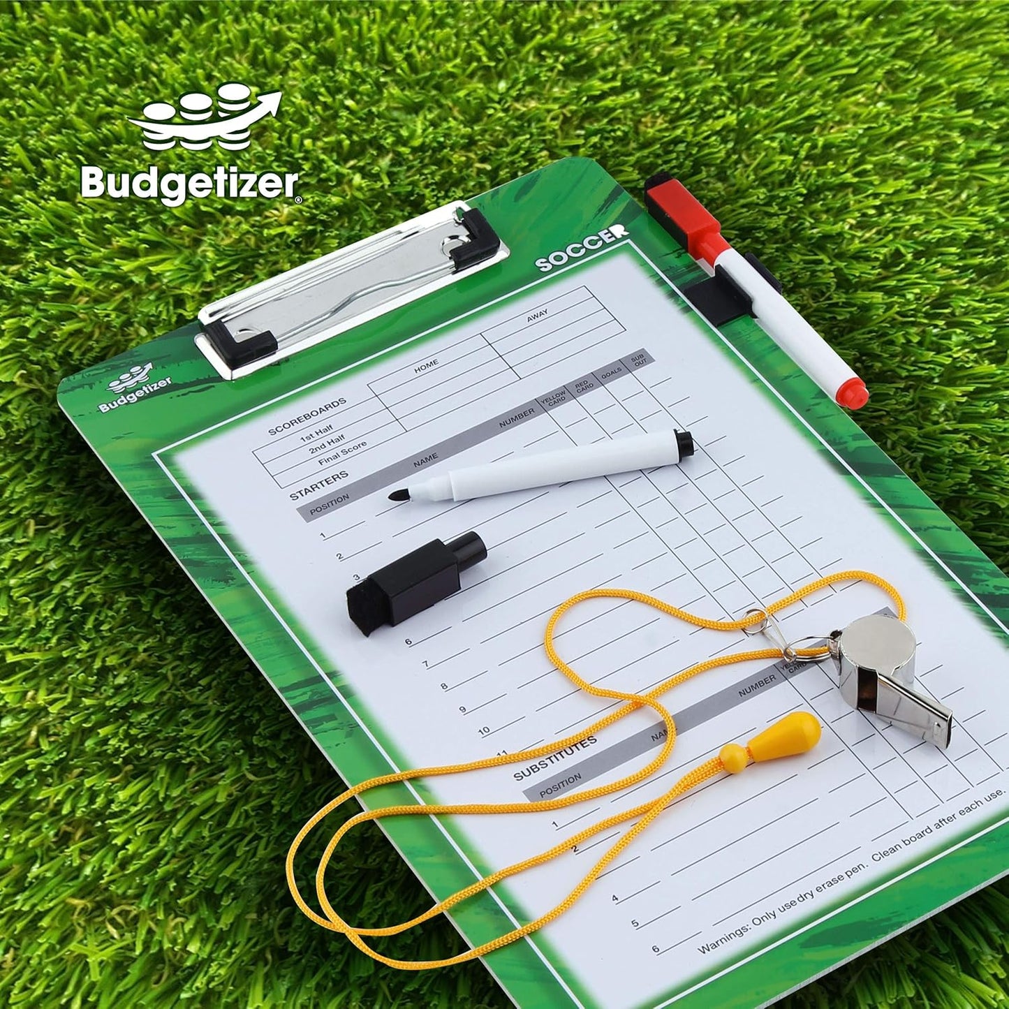 Dry Erase Coaches Clipboard - Includes Whistle and Dry Erase Markers - Double Sided Coach Whiteboard