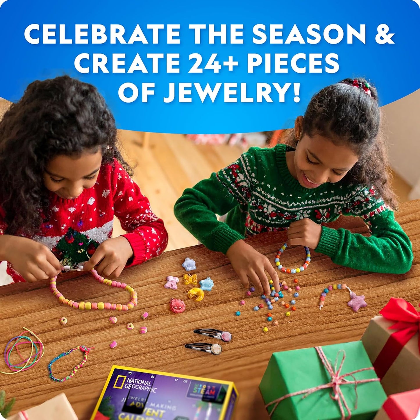 NATIONAL GEOGRAPHIC 2026 Gemstone Advent Calendar - Countdown Calendar for Kids with 24 Gems to Open Each Day, Complete Rock Collection with Mini Gemstone Dig Kit