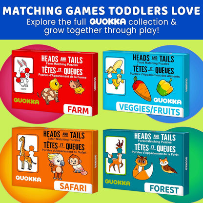QUOKKA Toddler Puzzles Ages 2-4 – 100% Self-Correcting 16 Matching Pairs of Wood Animals – Educational Toddler Puzzles Ages 1-3 with 32 Pieces - Memory Matching Games for 3-5 Years Old Boys and Girls
