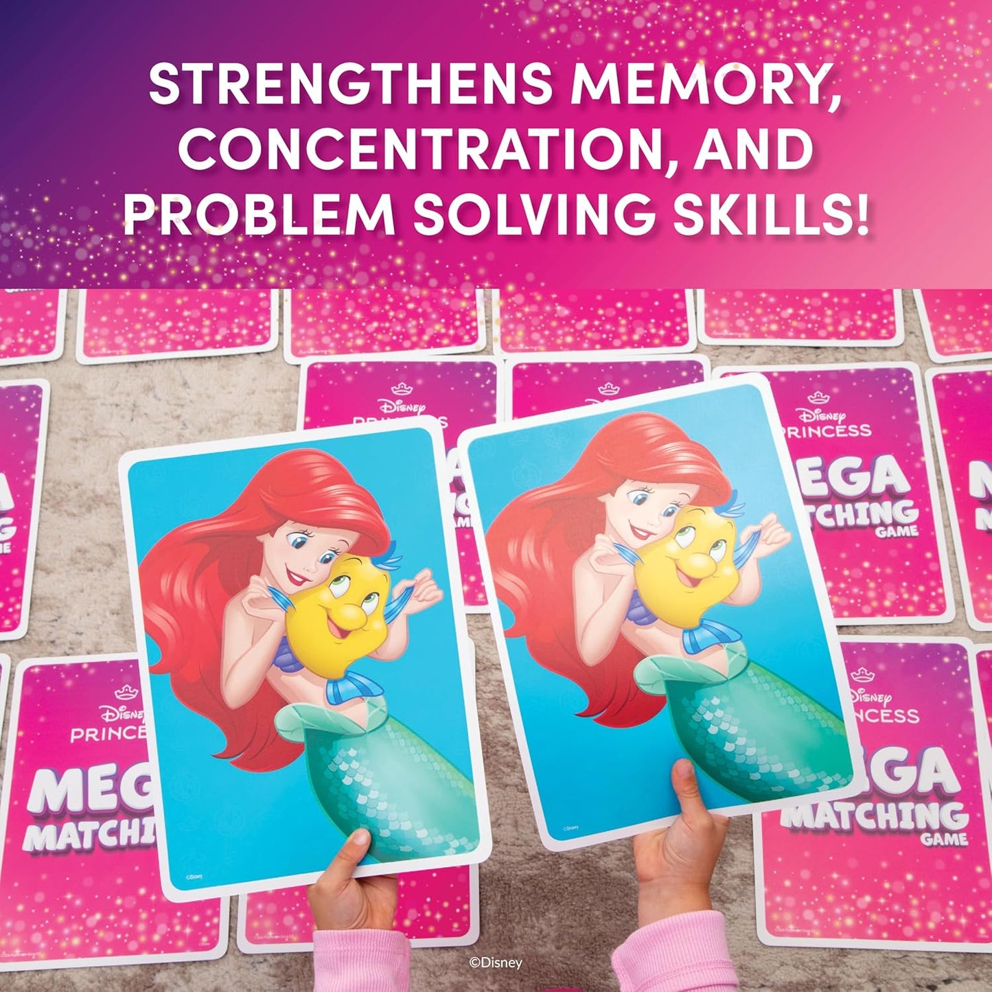 Disney Princess Giant Matching Game - Summer Toys, Game Night, Travel Games, Memory, Learning Game, Jumbo Playing Cards, Card Game for Kids and Adults, Ages 3+