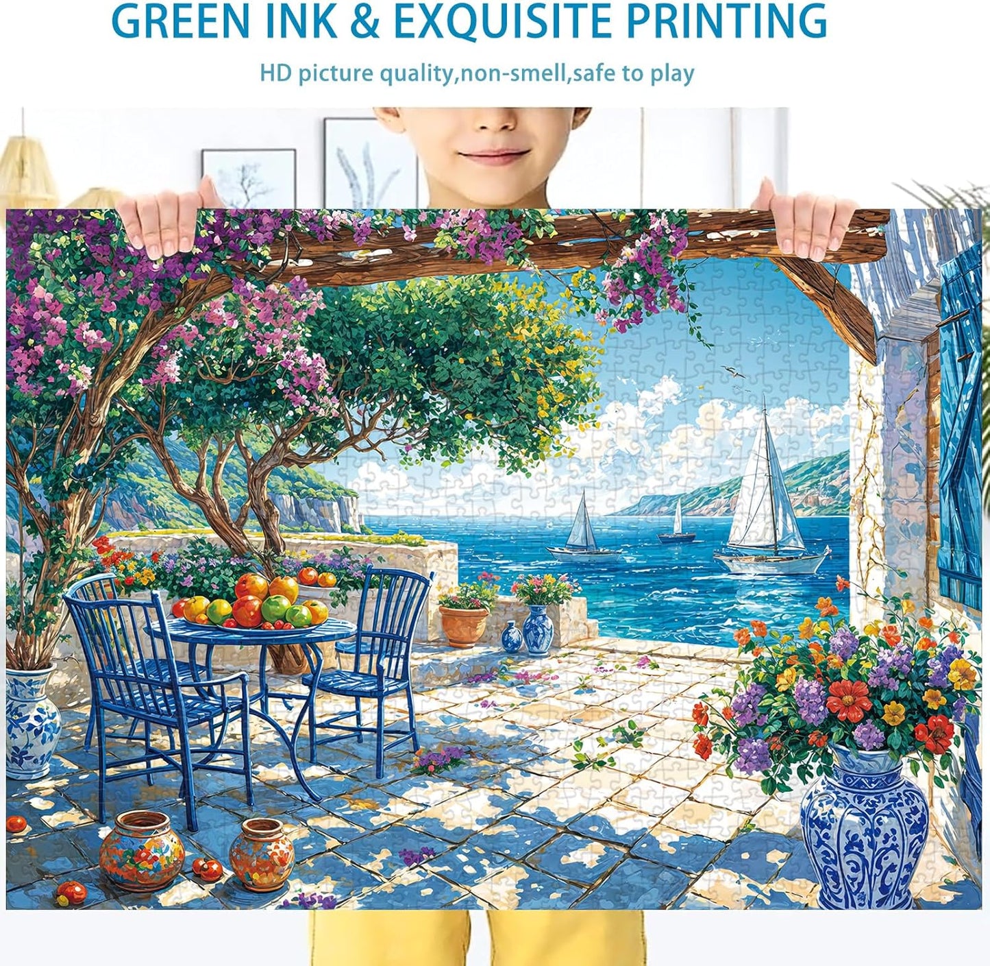 Puzzles for Adults 1000 Pieces,Seaview Campground Jigsaw Puzzle with 1:1 HD Poster, Perfect Interlocking No Dust, Stress Relief Ideal Gift for Family Games