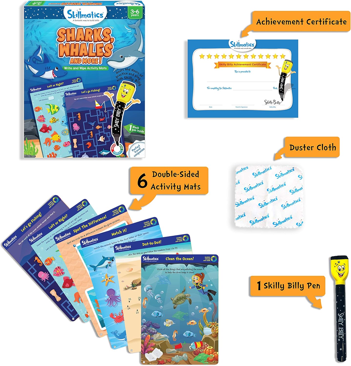 Skillmatics Educational Game - Dots & Mazes, Reusable Activity Mats with Dry Erase Marker, Gifts, Travel Toy, Ages 3 to 6