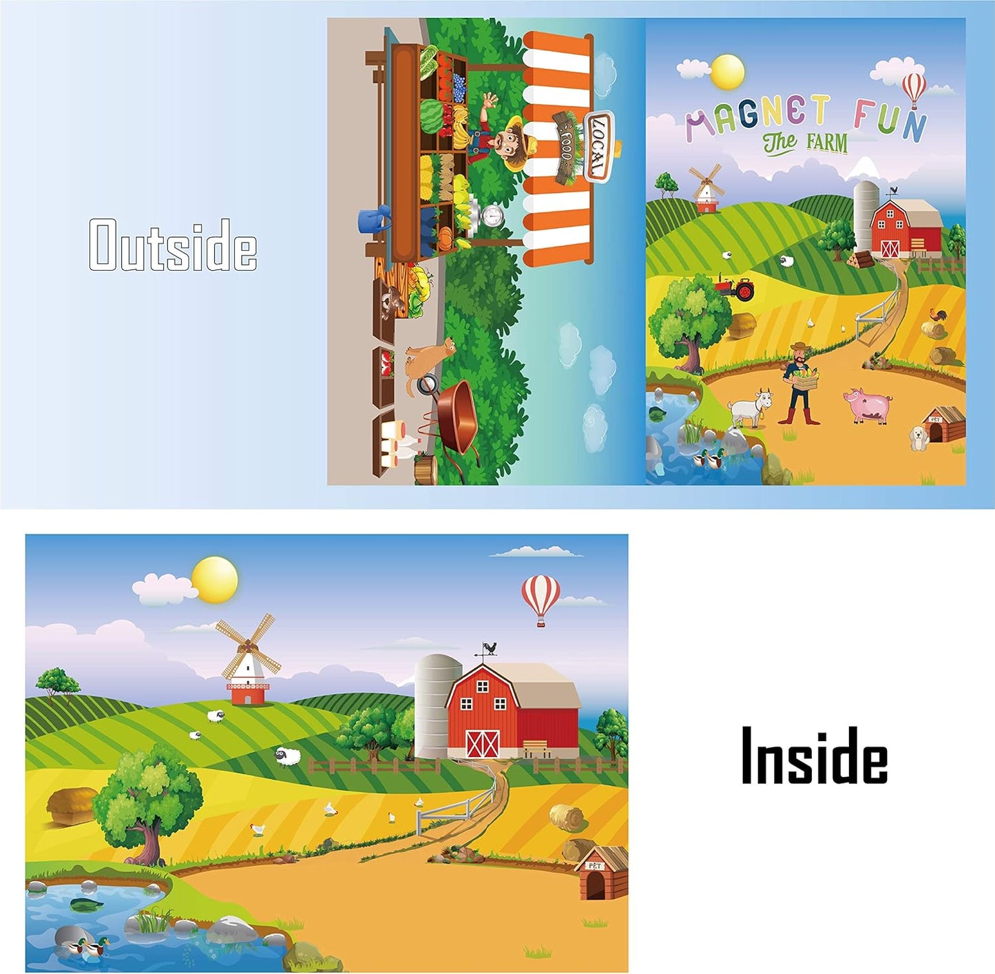 Magnetic Portable Playboard Cute Zoo Ainimal Magnets Create Scene for Learning Travel Toy (51 Pcs)