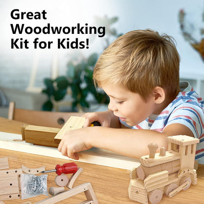 Kraftic Woodworking Building Kit for Kids and Adults, with 3 Educational DIY Carpentry Construction Wood Model Kit Toy Projects for Boys and Girls - Tow Truck, Birdhouse and Dump Truck