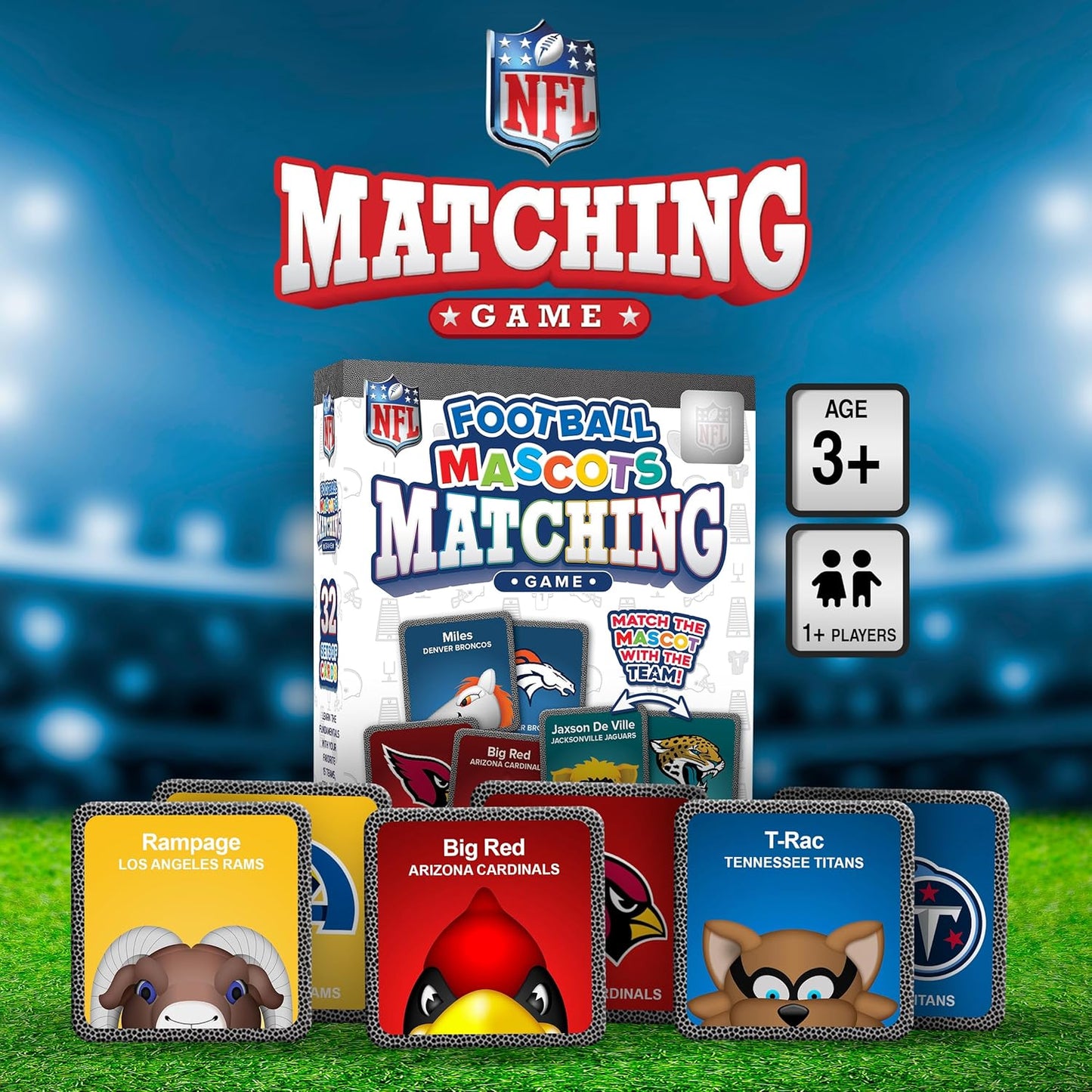 MasterPieces Sports Games - NFL Matching Game - Game for Kids and Family - Laugh and Learn