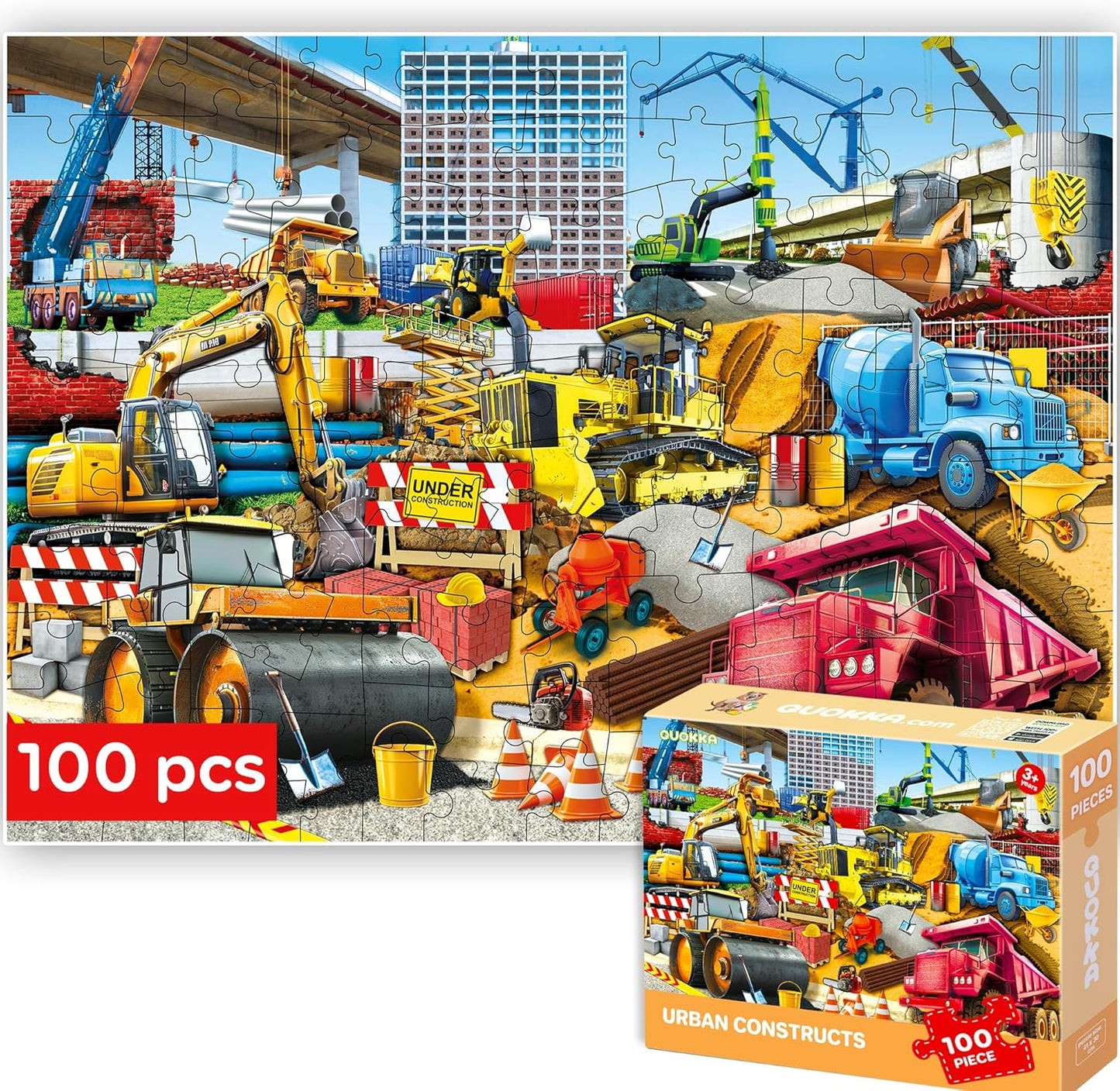 QUOKKA 100 Piece Puzzles for Kids Ages 4-6 – Floor Kids Puzzles Ages 6-8 Year Old – Toy for Learning Forest Animals for 8-10 yo – Jigsaw Toddler Game for Boy and Girl 3-5