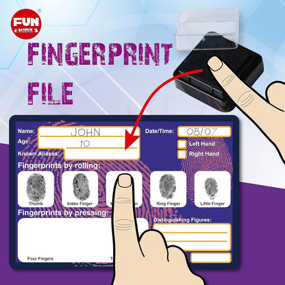 Detective Fingerprint Kit for Kids Ages 8-12, FunKidz Spy Gear Pretend Play STEM Science Kit Project with Crime Scene Investigations Educational Class Tools for Boys Girls