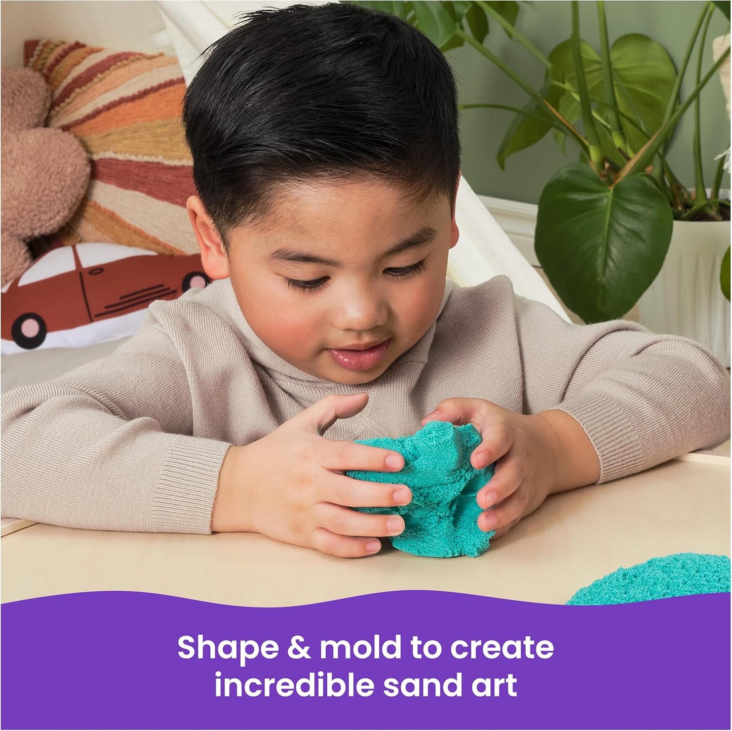 Kinetic Sand, Twinkly Teal 2lb Bag of All-Natural Shimmering Play Sand for Squishing, Mixing and Molding, Sensory Toys for Kids Ages 3 and up