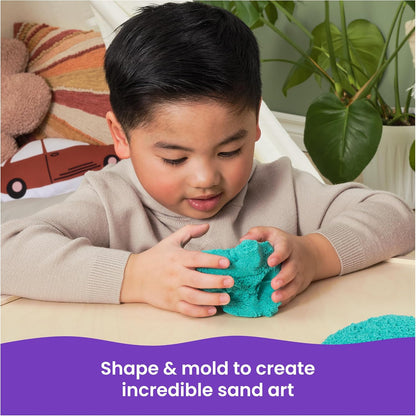 Kinetic Sand, Twinkly Teal 2lb Bag of All-Natural Shimmering Play Sand for Squishing, Mixing and Molding, Sensory Toys for Kids Ages 3 and up
