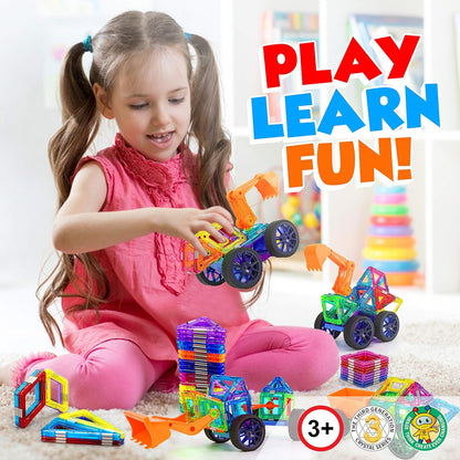 Hurtle Magnetic Blocks Wheels Set - Compatible with Other Brands of Standard Size Magnetic Tiles, Magnetic Toys Wheels Bases for Kids/Toddlers (2 pcs.)