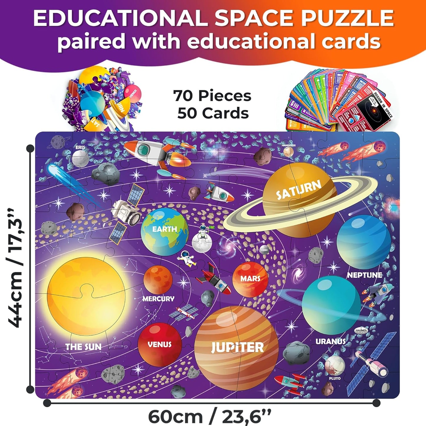 United States Puzzles for Kids Ages 4-6 - 70 Pcs USA Map Kids Puzzle with 50 Cards 400+ USA Facts - State & Capitals Floor Jigsaw Puzzles for Children 6-8 - Educational Toys Gift for Boys Girls
