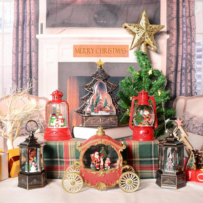 Large Christmas Snow Globes, 13.8" Cardinal Musical Snow Globe 8 Songs 6H Timer Music Box Dual Power Snowglobes for Kids Adults Red Truck Christmas Lantern Lighted Christmas Decor Indoor Gifts