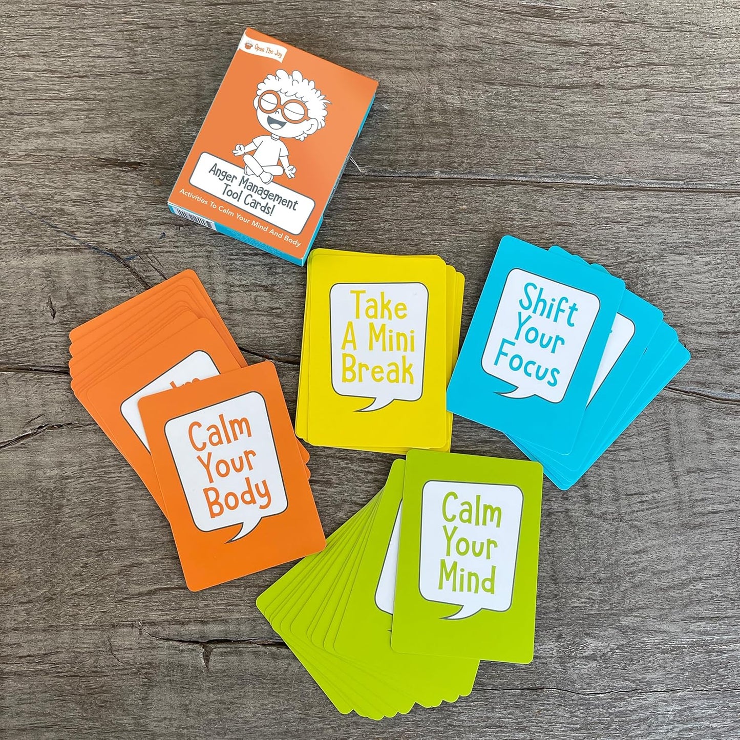 Open The Joy Anger Management Card Game, 50 Prompt Cards, Control Feelings and Increase Emotional Intelligence, Anger Management for Kids Ages 4+