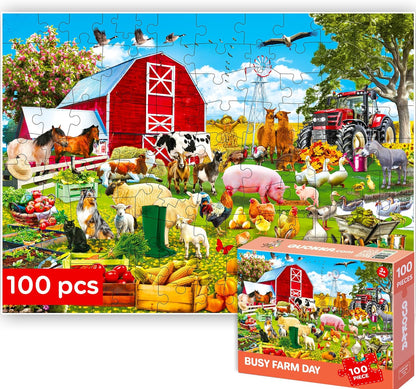 QUOKKA 100 Piece Puzzles for Kids Ages 4-6 – Floor Kids Puzzles Ages 6-8 Year Old – Toy for Learning Forest Animals for 8-10 yo – Jigsaw Toddler Game for Boy and Girl 3-5