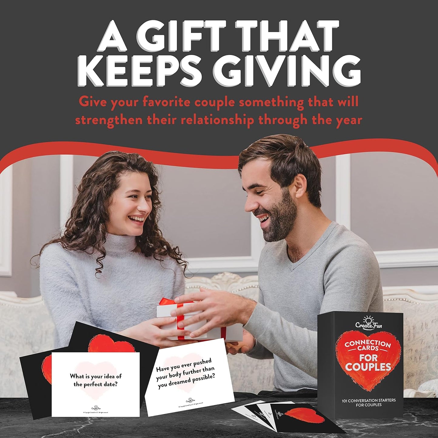 CreateFun Couple Connection Cards – 101 Engaging & Thought-Provoking Conversation Starter Cards | Gifts for Valentine’s Day, Anniversaries, Couples & Fun Games
