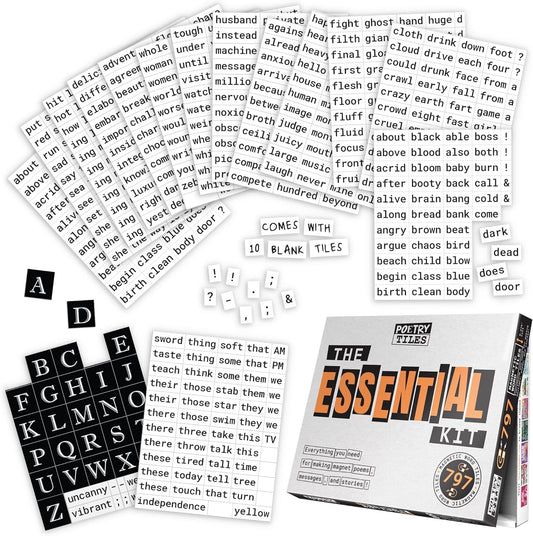 The Essential Kit of Word Magnets - Everything Needed for Fun Fridge Poetry - 797 Magnetic Words Compatible with Most Other Kits - Experience the Fun of Creative Word Play and Self Expression