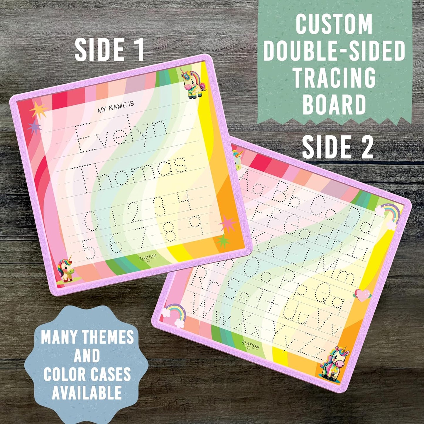 Kid's Name Tracing Board | Dry Erase Letter Tracing | Reusable Name Alphabet Tracing| Number Tracing | Personalized | Baby Unicorn Theme