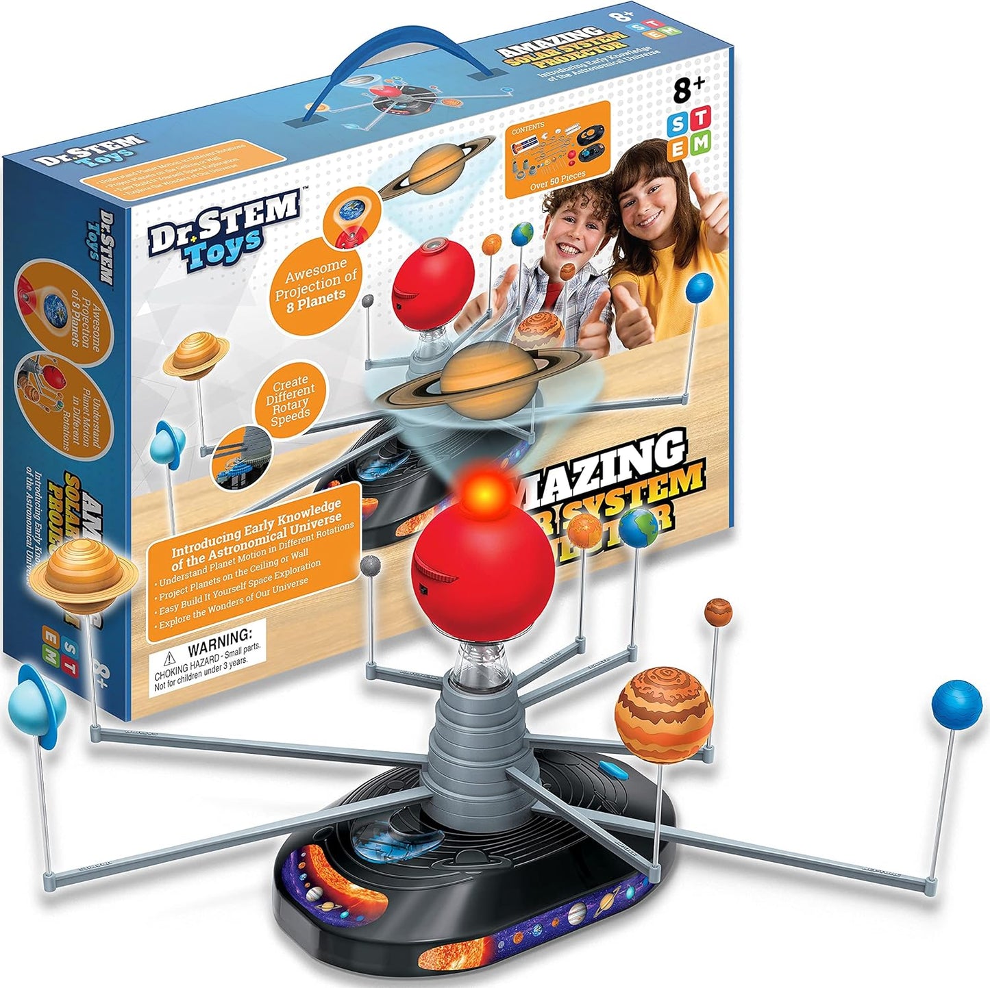 Dr. STEM Toys Solar System Projector Kit - Motorized Planet Model Set for Kids Ages 8-12 | Complete Educational Science Toy with 50+ Pieces | Home & Classroom Use