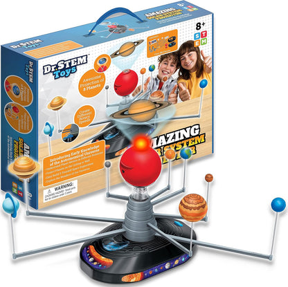 Dr. STEM Toys Solar System Projector Kit - Motorized Planet Model Set for Kids Ages 8-12 | Complete Educational Science Toy with 50+ Pieces | Home & Classroom Use