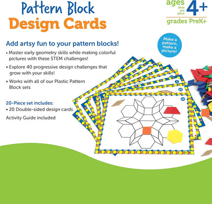 Learning Resources Pattern Block Design Cards, Color Recognition, STEM Toy, Ages 4+