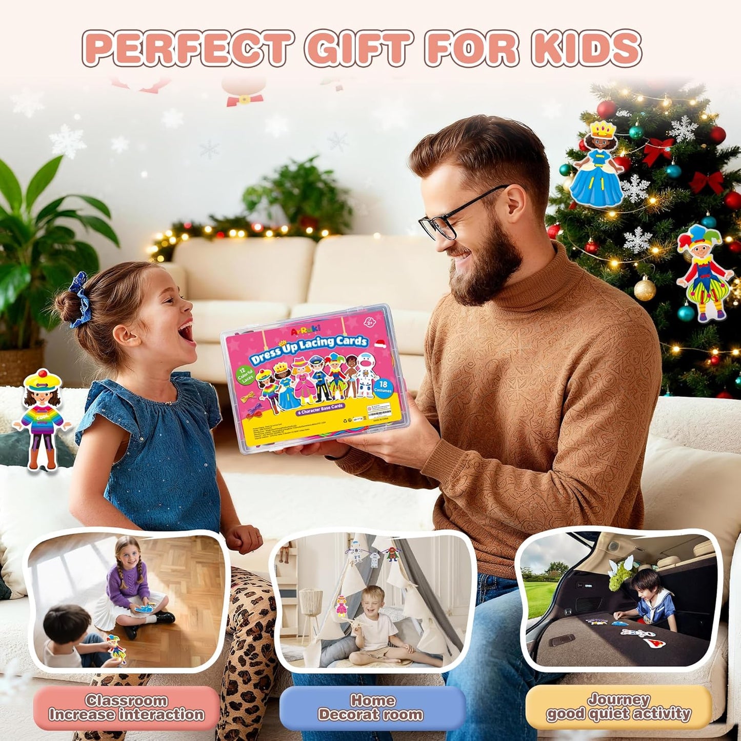 52 PCS Animals Lacing Cards for Kids Ages 3-5, Uppercase Sewing Cards Kits, Animal Alphabet Matching Games for Preschool Learning, Developing Fine Motor Skills Supplies