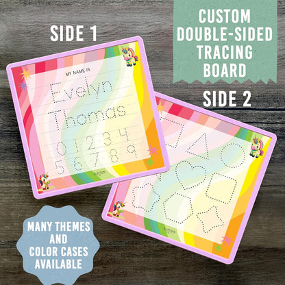 Kid's Name Tracing Board | Dry Erase Letter Tracing | Reusable Name Alphabet Tracing| Number Tracing | Personalized | Baby Unicorn Theme