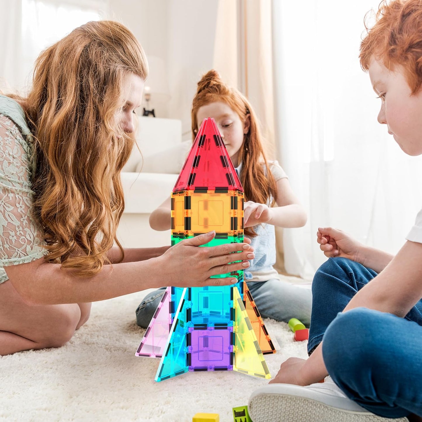 PicassoTiles Window and Door Clip On Magnetic Blocks Magnet Tiles Magnets Building Tile Construction Toy Set STEM Education Toys Learning Kit Stacking Block Playset Boys & Girls Age 3+ PT30