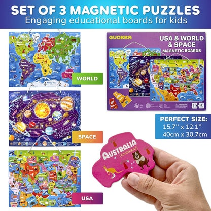 QUOKKA Puzzles for Kids Ages 4-6 - Realistic USA Map Wooden Puzzles for Toddlers 3-5 - Montessori Wood Educational Toys for 2-4 Years Old - United States Geography Learning Games for Kids 6-8