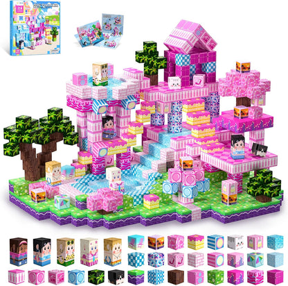 Magnetic Blocks, 150PCS Magnetic Building Blocks, Stacking Magnets for Kids, Sensory Toy for STEM Constructions Magnet Blocks for Girls Age 3+, Christmas Birthday Gifts (Snow Castle)
