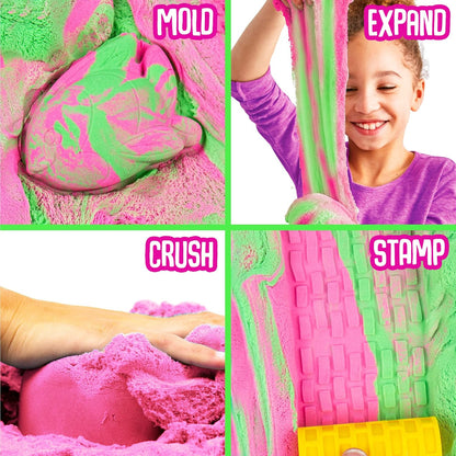 SLIMYSAND by Horizon Group USA, 1.5 Lbs of Stretchable, Expandable, Moldable Cloud Slime, Non Stick, Slimy Play Sand in A Reusable Bucket, Blue- A Sensory Activity , Light Blue