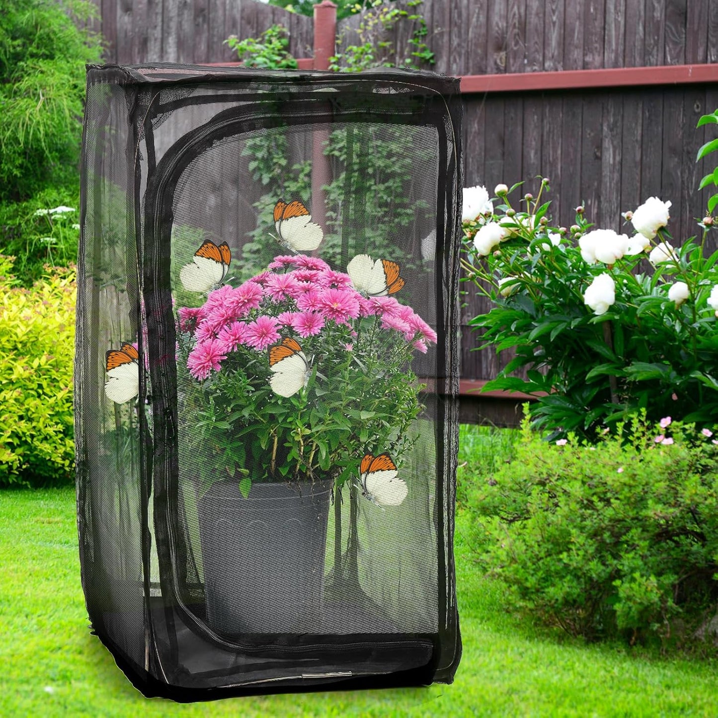 Kingrol 30-Inch Butterfly Habitat Cage, Large Pop-Up Mesh Terrarium with Zipper Opening, Portable & Collapsible Insect Enclosure for Caterpillars & Monarch Butterflies