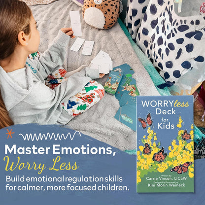 Worry Less Kids Deck - Emotional Regulation Tools for Kids, 52 Therapy Cards with Affirmations & Coping Skills, Helps Children Talk About Feelings, Ideal Tools for Health Therapists
