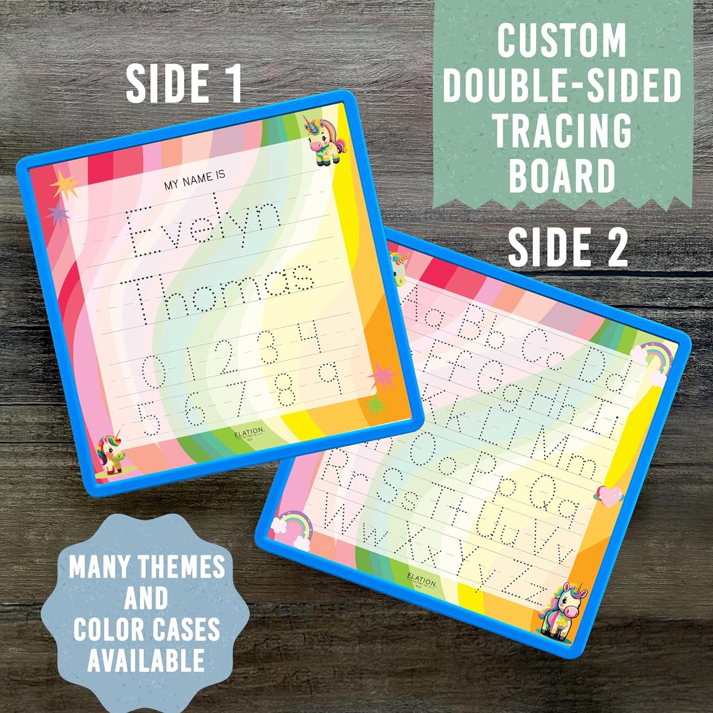 Kid's Name Tracing Board | Dry Erase Letter Tracing | Reusable Name Alphabet Tracing| Number Tracing | Personalized | Baby Unicorn Theme