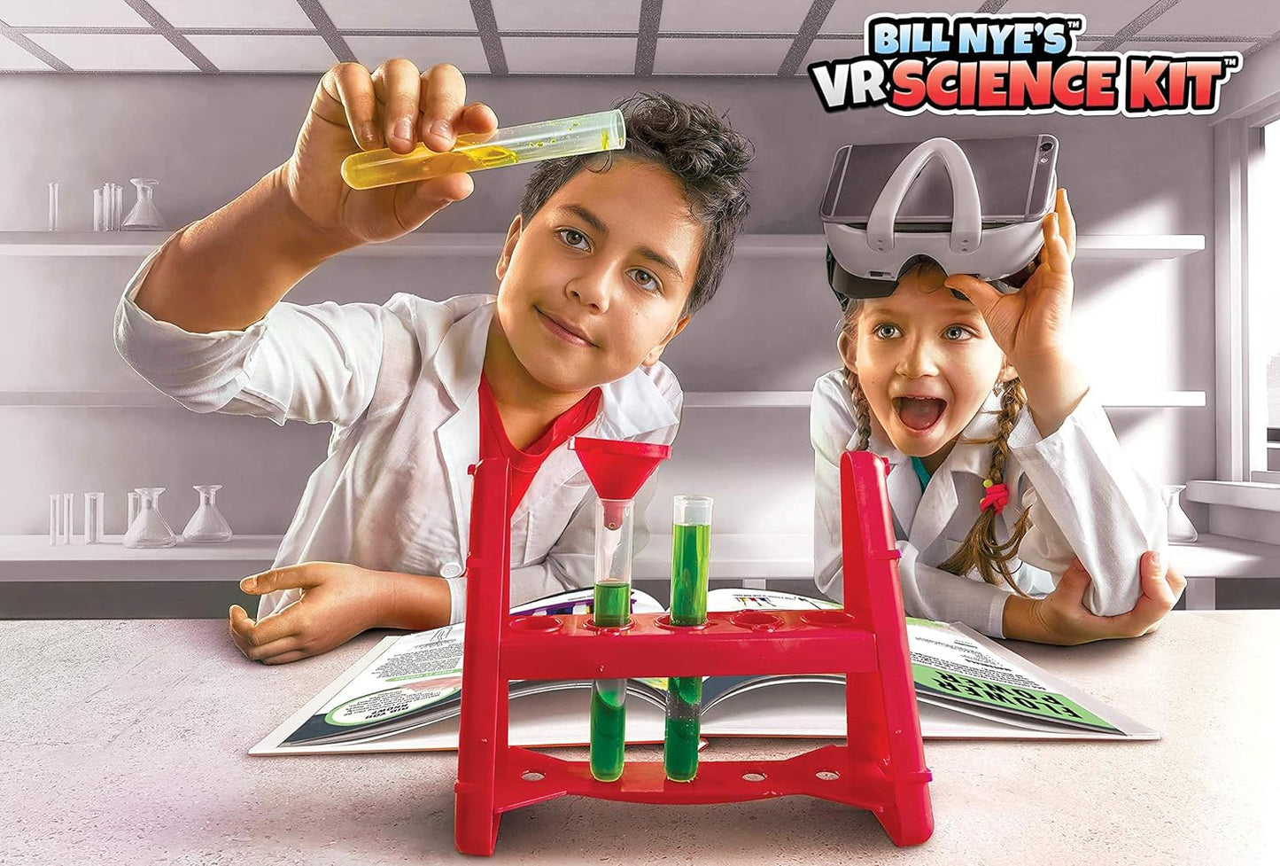Abacus Brands Bill Nye's VR Science Kit - Virtual Reality Kids Science Kit, Book and Interactive STEM Learning Activity Set (Full Version - Includes Goggles) - for Ages 8 and Up