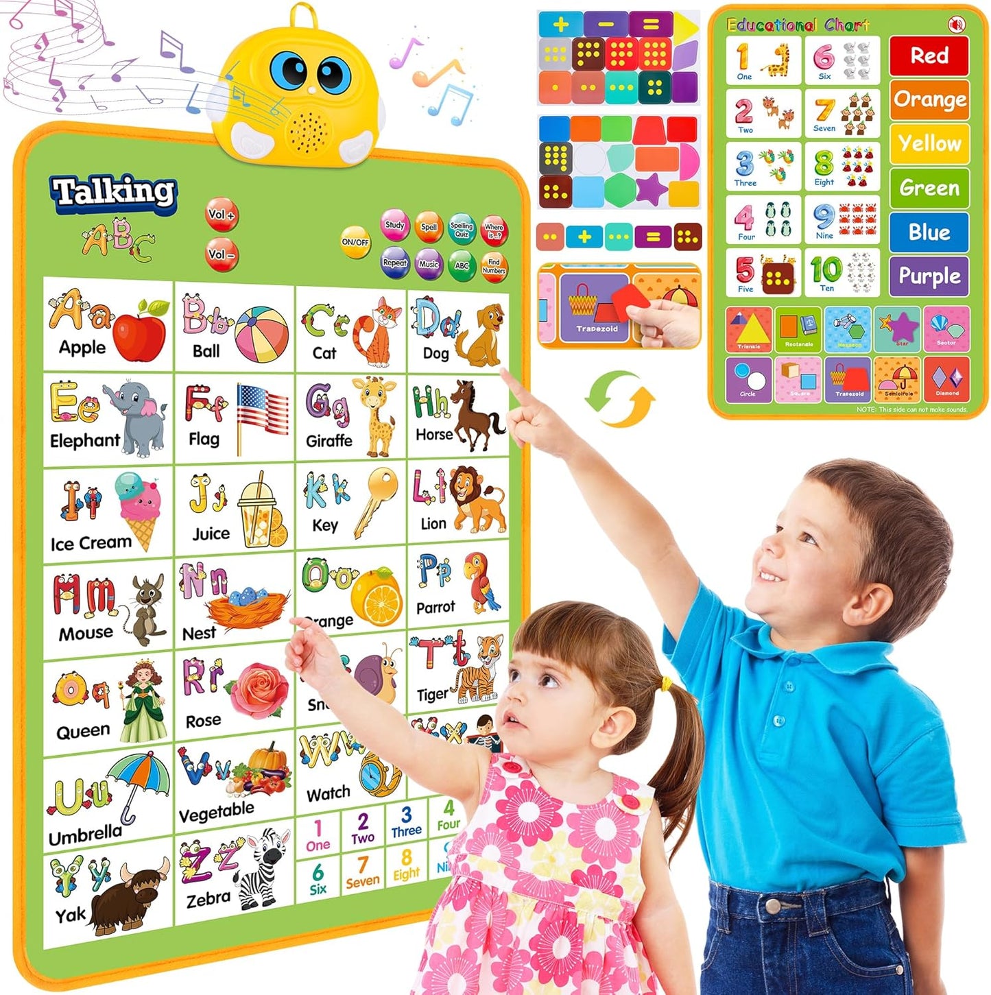 Electronic Alphabet Wall Chart, Talking ABC, 123s, Music Poster, Kids Learning Toys for Toddlers 1-3, Interactive Educational Toddler Toy, Birthday Gifts for Age 1 2 3 4 5 Year Old Boys Girls - Blue
