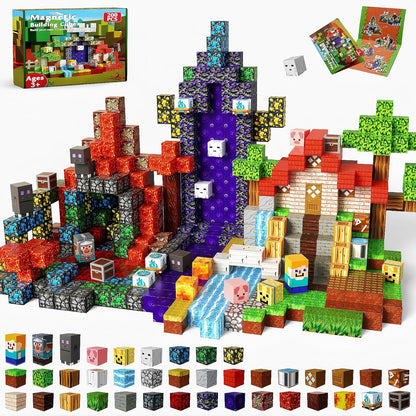 Magnetic Blocks - 200PCS Magnetic Blocks with 6 Base Plate, Magnetic Building Blocks for Kids Ages 4 5 6 7 8, Stacking Magnets for Kids, Birthday Gifts for 3-10 Year Old Boy Girls, STEM Toys