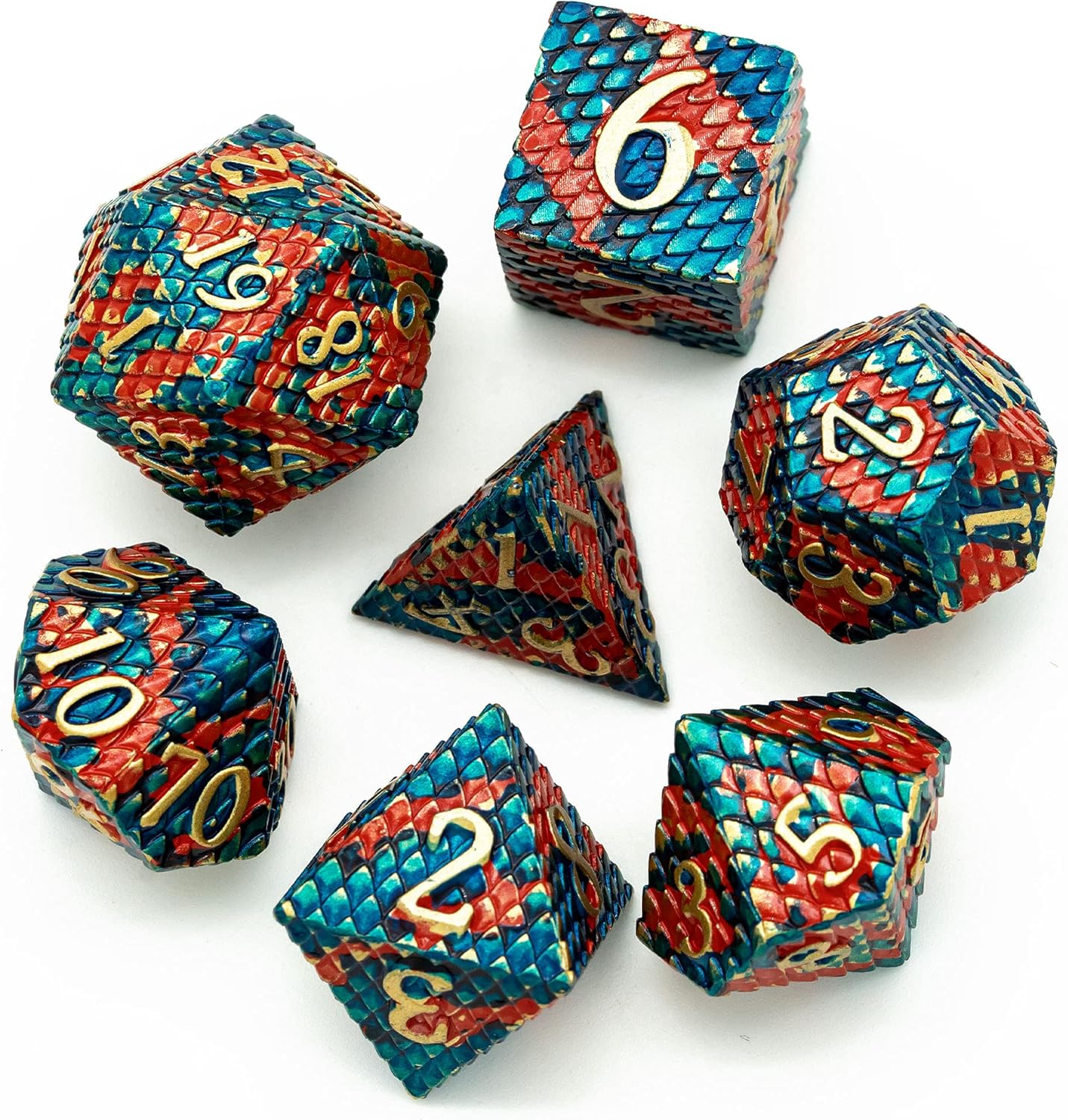 UDIXI Steampunk Metal Dice Set, 7 Die Polyhedral DND Dice Set for D&D Role Playing Game and Math Teaching (Ancient Copper)